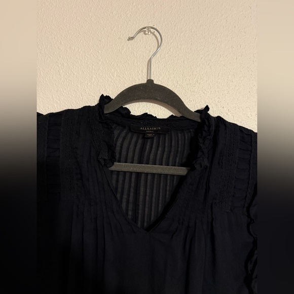 All Saints Black Crop Blouse - Picture 4 of 6